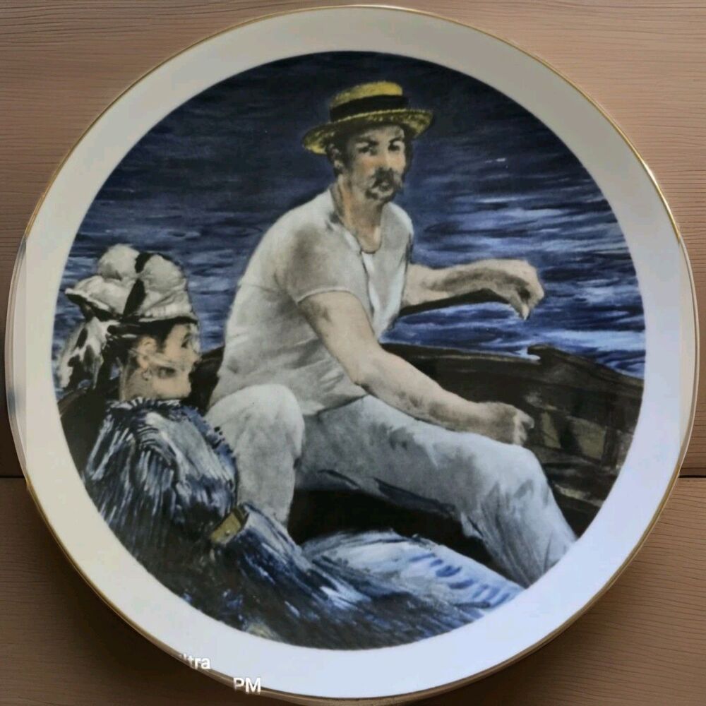 VINTAGE "BOATING" PLATE PORCELAIN MANET SOUTHERN LIVING GALLERY US HIST. SOCIETY